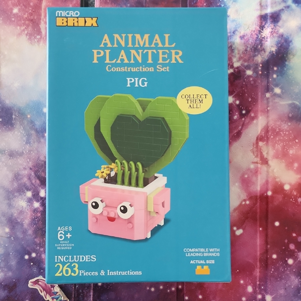 Micro Brix Animal Planter Construction Set Pig